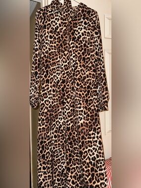 Harlow Leopard Print Long Sleeve Midi Dress - Brown, Tan, Black